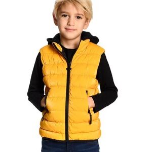 Appaman Kids Yellow / Orange Puffer Vest With Hoodie Size 4T Excellent Condition